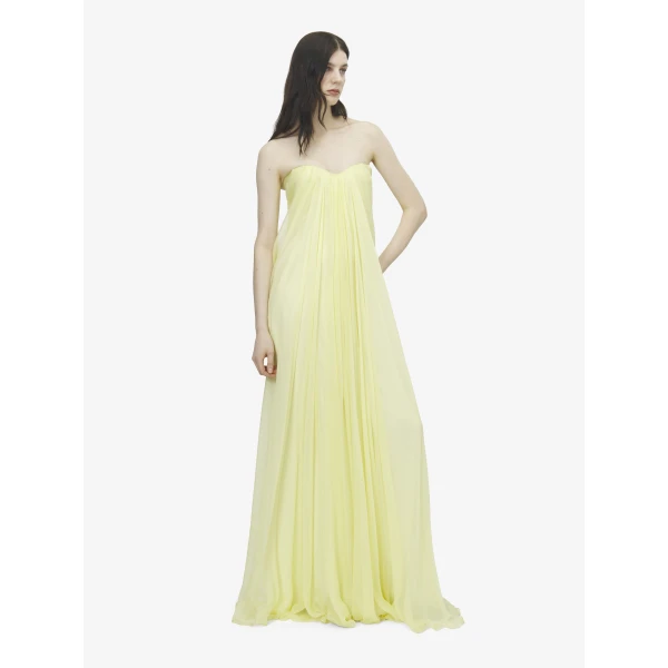 Alexander McQueen Bustier Evening Dress in Yellow, view 2