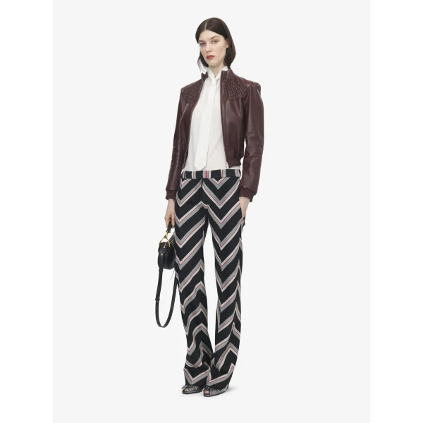 Alexander McQueen Chevron Stripe Bumster Trousers, view 2