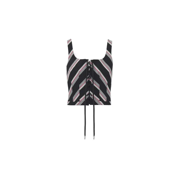 Alexander McQueen Chevron Stripe Corset Top - Tops - British Luxury Tailoring at Coveti