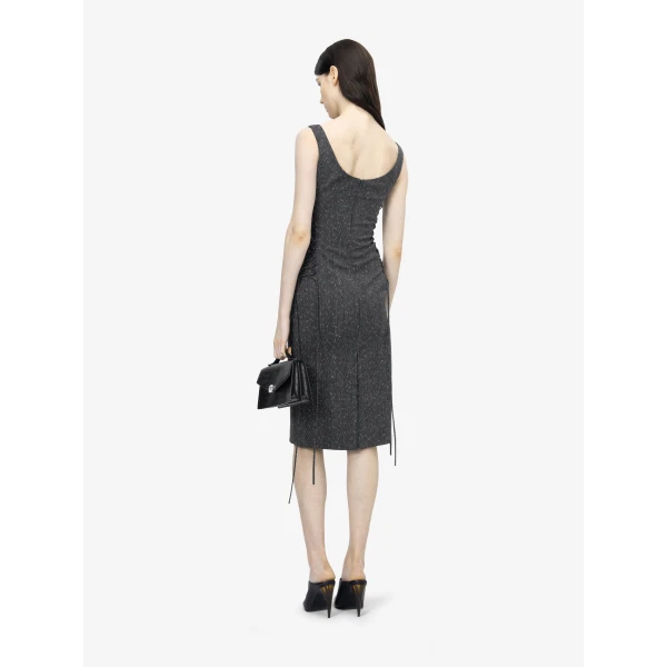 Alexander McQueen Corset Lace Flecked Pinstripe Pencil Dress, view 4