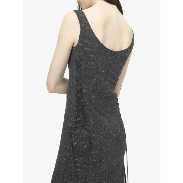 Alexander McQueen Corset Lace Flecked Pinstripe Pencil Dress, view 5