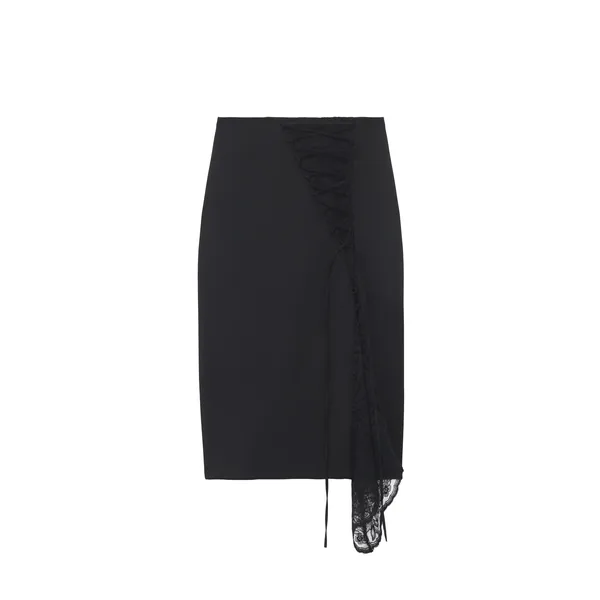 Alexander McQueen Corset Lacing Panel Pencil Skirt in Black - Skirts - British Luxury Tailoring at Coveti