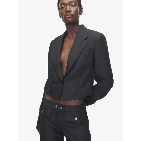 Alexander McQueen Cropped Single-Breasted Jacket, view 5