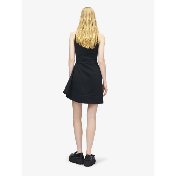 Alexander McQueen Denim Asymmetric Mini Dress in Black, view 4