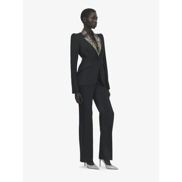 Alexander McQueen Embroidered Lapel Single-breasted Jacket, view 3