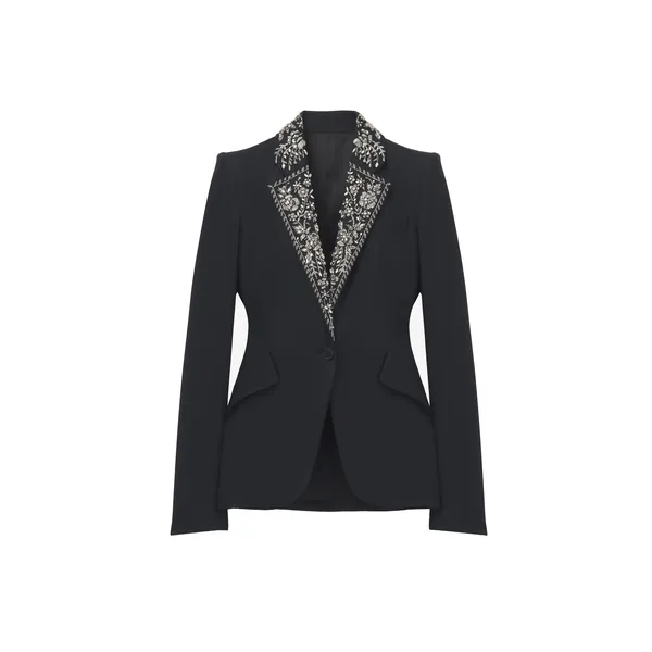 Alexander McQueen Embroidered Lapel Single-breasted Jacket - Jackets - British Luxury Tailoring at Coveti