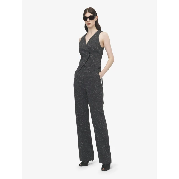 Alexander McQueen Flecked Pinstripe Corset Laced Waistcoat, view 3