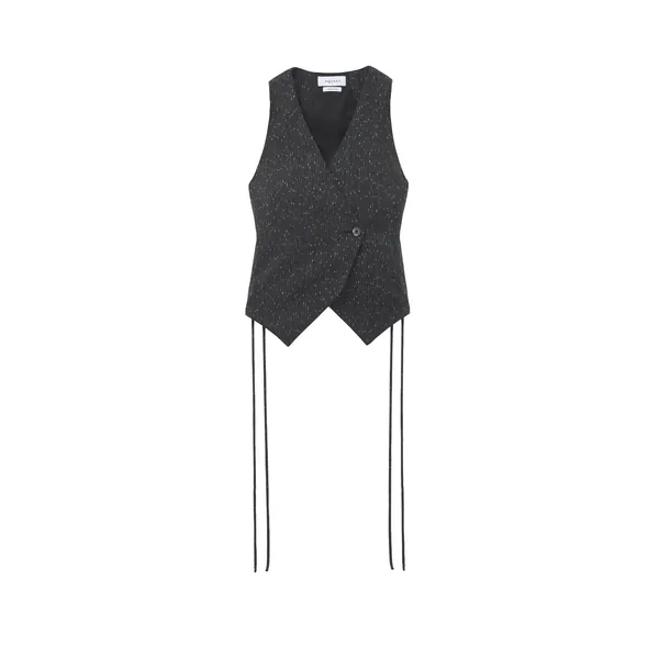 Alexander McQueen Flecked Pinstripe Corset Laced Waistcoat - Jackets - British Luxury Tailoring at Coveti