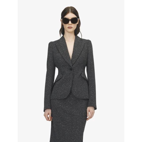 Alexander McQueen Flecked Pinstripe Single-breasted Jacket, view 6
