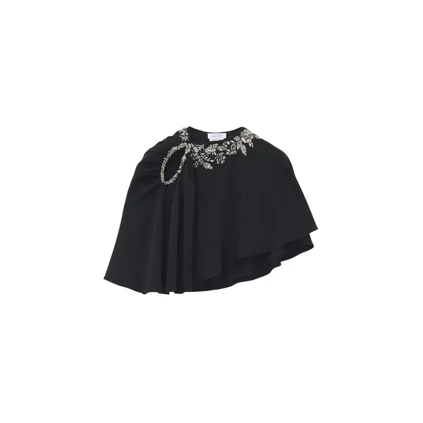 Alexander McQueen Floral Embroidery Asymmetric Cape - Jackets - British Luxury Tailoring at Coveti