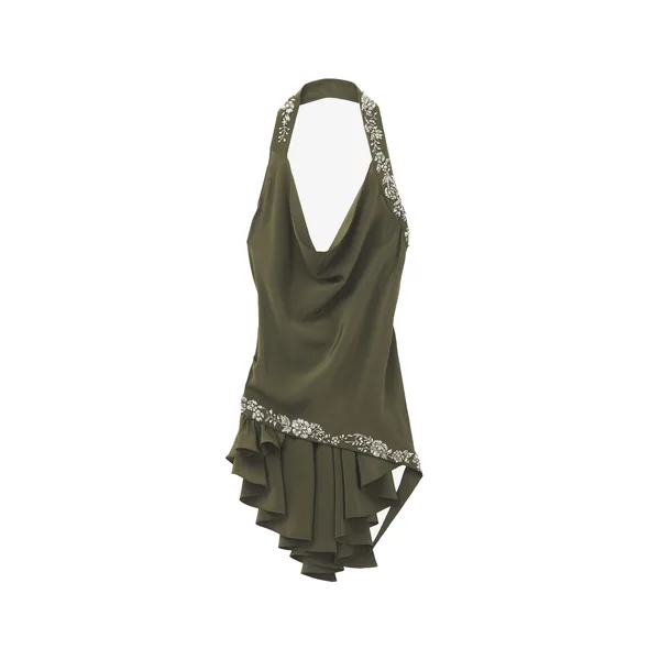 Alexander McQueen Floral Embroidery Asymmetric Top - Tops - British Luxury Tailoring at Coveti