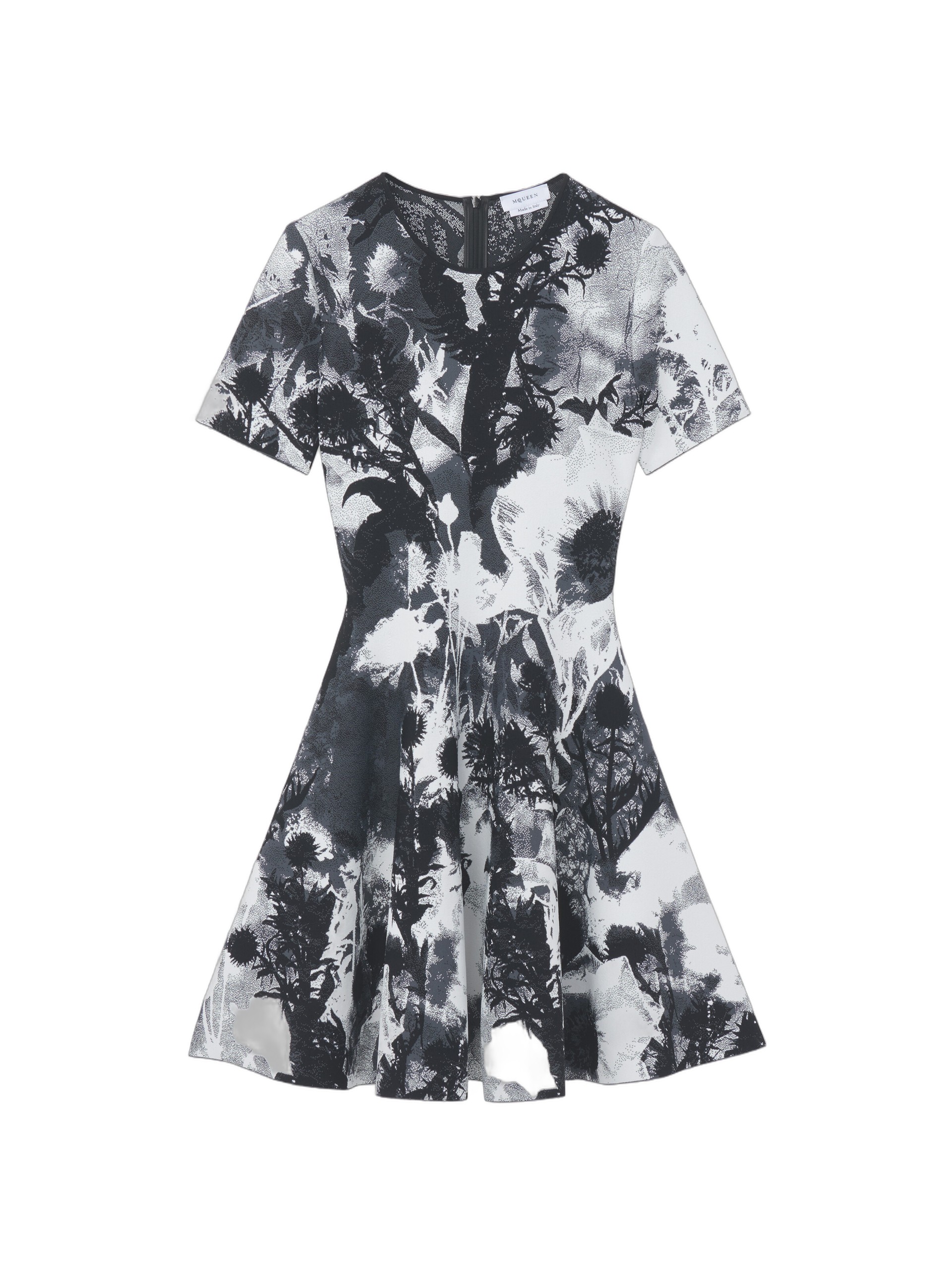 Alexander McQueen Floral Jacquard Mini Dress in Ivory/Black – Dresses – British Luxury Tailoring at Coveti Alexander McQueen Floral Jacquard Mini Dress in Ivory/Black - Dresses - British Luxury Tailoring at Coveti