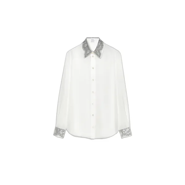 Alexander McQueen Floral Lace Detail Shirt - Tops - British Luxury Tailoring at Coveti