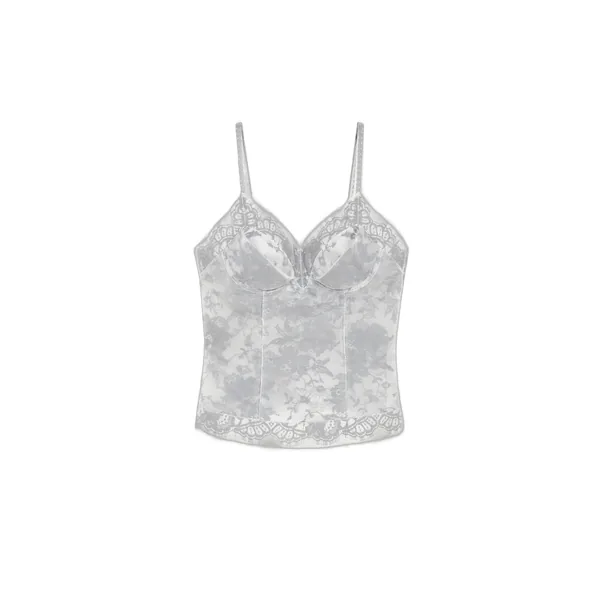 Alexander McQueen Floral Lace Organza Top - Tops - British Luxury Tailoring at Coveti