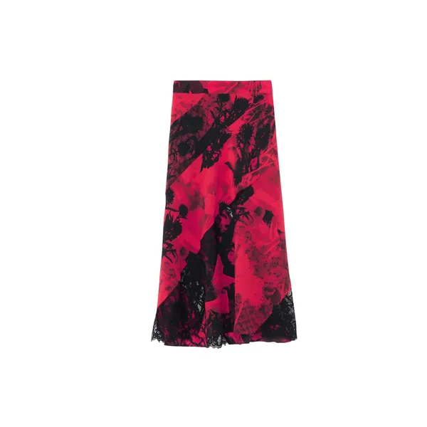 Floral Slashed Midi Skirt