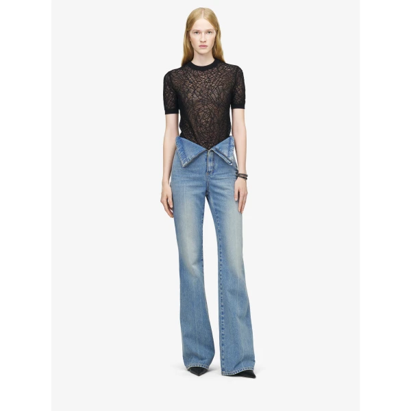 Alexander McQueen Fold Over Waist Jeans, view 2