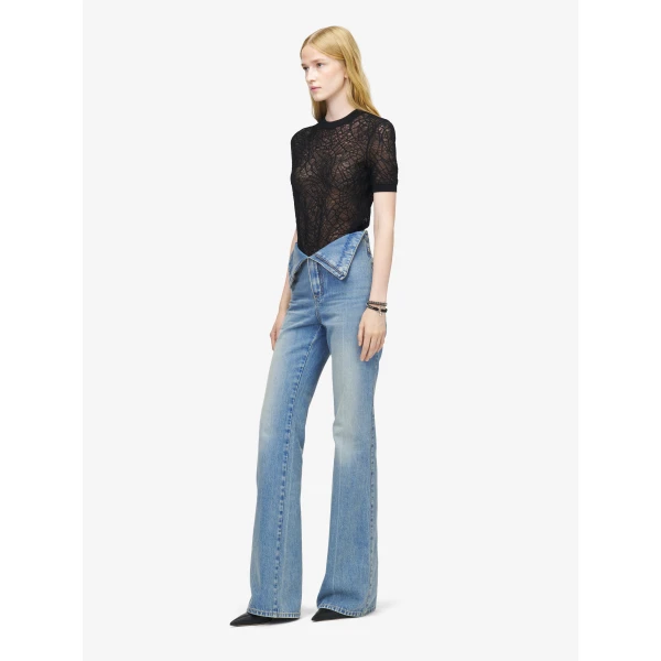 Alexander McQueen Fold Over Waist Jeans, view 3