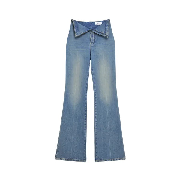 Alexander McQueen Fold Over Waist Jeans - Pants - British Luxury Tailoring at Coveti