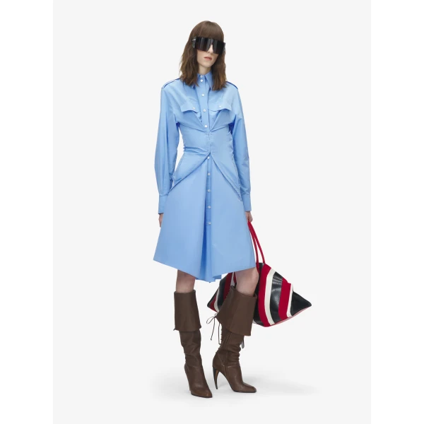 Alexander McQueen Gathered Shirt Dress - Dresses - British Luxury Tailoring at Coveti