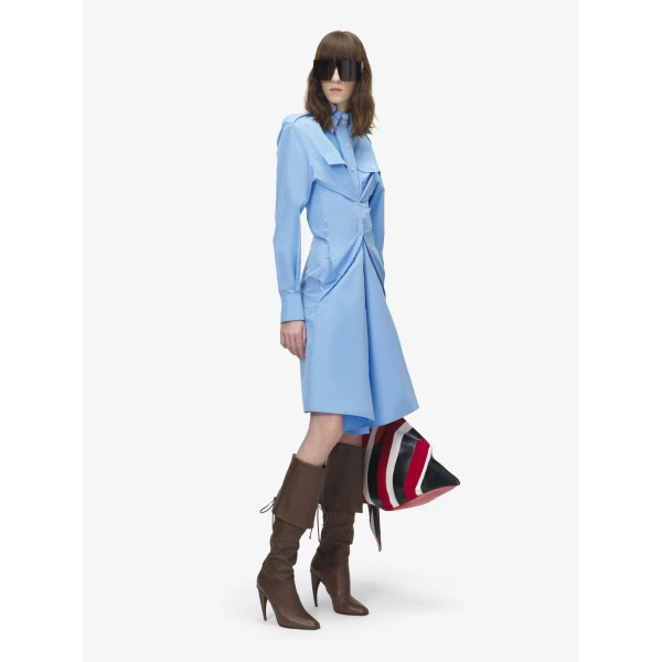 Alexander McQueen Gathered Shirt Dress - Dresses - British Luxury Tailoring at Coveti