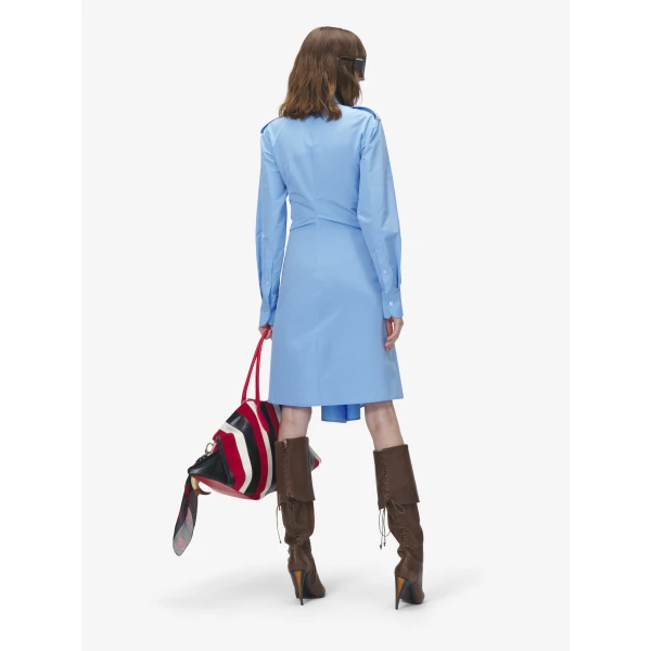 Alexander McQueen Gathered Shirt Dress - Dresses - British Luxury Tailoring at Coveti