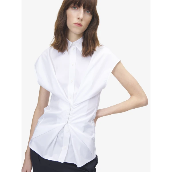 Alexander McQueen Gathered Short-Sleeved Shirt, view 5