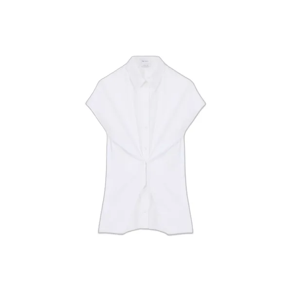 Alexander McQueen Gathered Short-Sleeved Shirt - Tops - British Luxury Tailoring at Coveti