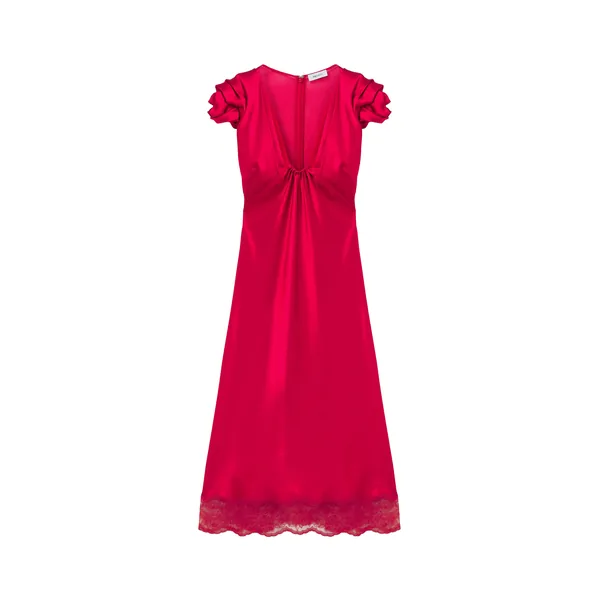 Alexander McQueen Gathered Sleeve Midi Dress - Dresses - British Luxury Tailoring at Coveti