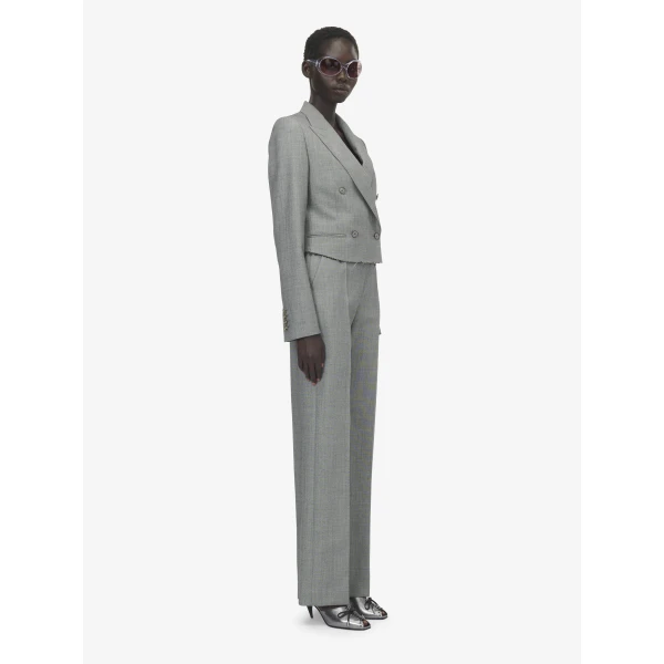 Alexander McQueen Grisaille Wool Tailored Trousers, view 3