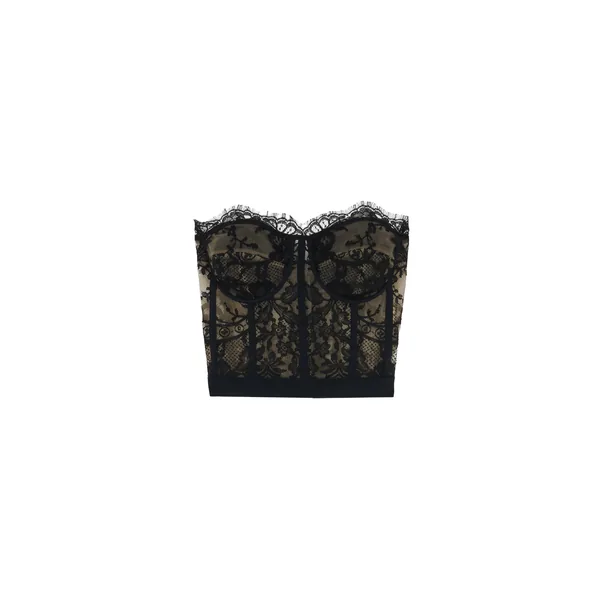 Alexander McQueen Lace Corset in Black - Tops - British Luxury Tailoring at Coveti
