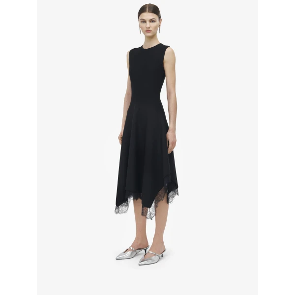 Alexander McQueen Lace Detail Asymmetric Dress, view 3