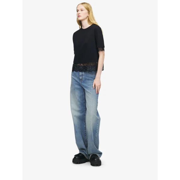 Alexander McQueen Lace Detail T-shirt Top, view 2