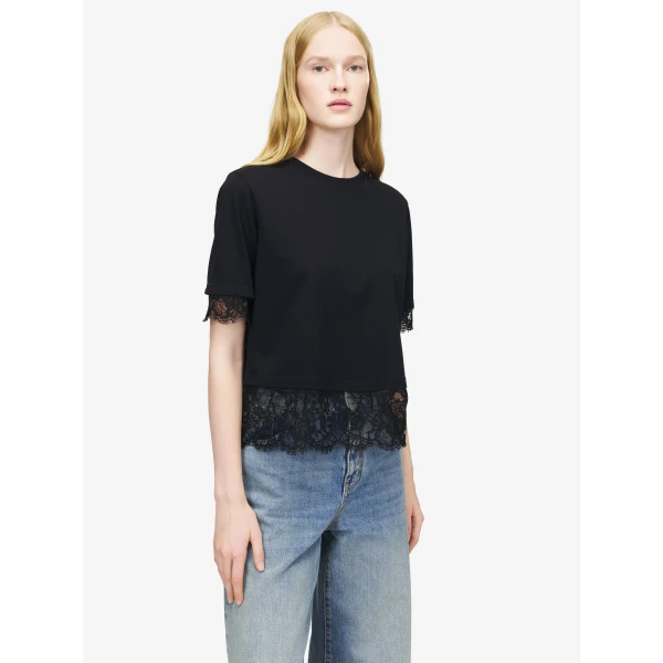 Alexander McQueen Lace Detail T-shirt Top, view 5