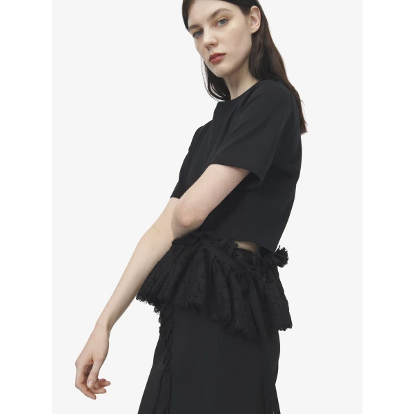 Alexander McQueen Lace Peplum T-shirt Top, view 4