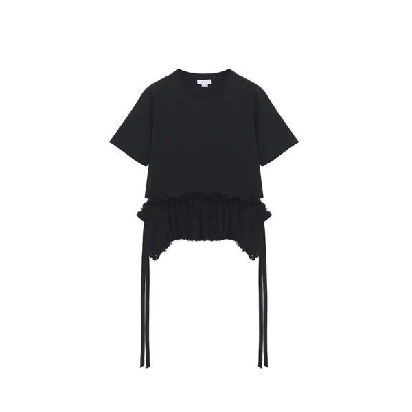Alexander McQueen Lace Peplum T-shirt - Tops - British Luxury Tailoring at Coveti