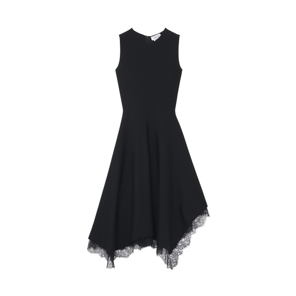 Alexander McQueen Lace Trim A-Line Dress in Black