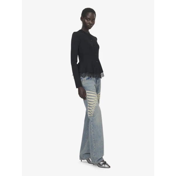 Alexander McQueen Lace Trim Peplum Cardigan, view 3