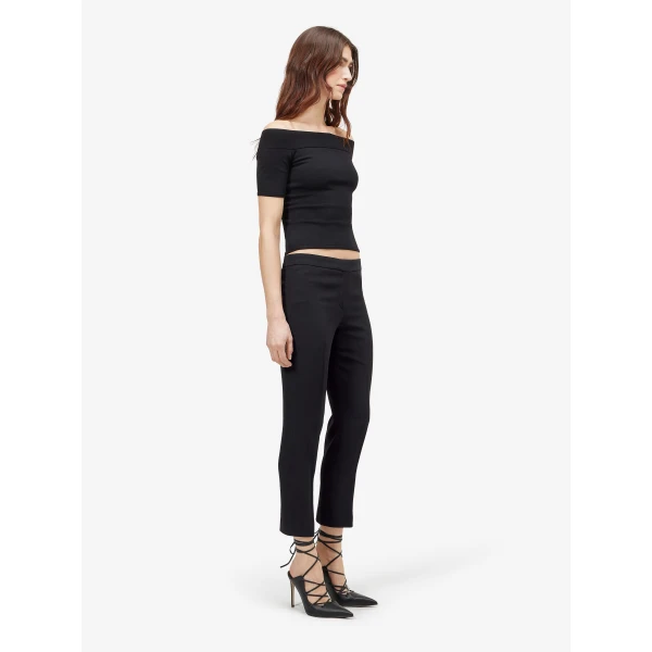 Alexander McQueen Leaf Crepe Cigarette Trouser in Black, view 3
