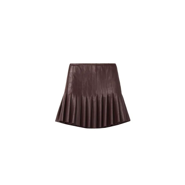 Alexander McQueen Leather Pleated Mini Skirt - Skirts - British Luxury Tailoring at Coveti