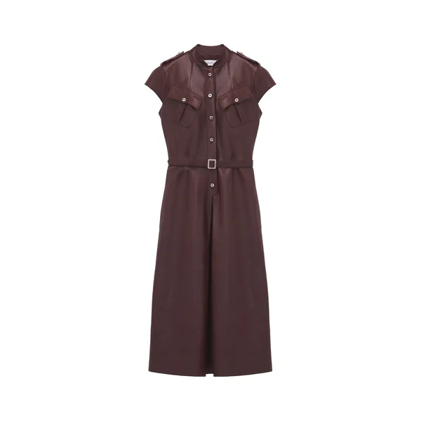 Alexander McQueen Leather Uniform Midi Dress - Dresses - British Luxury Tailoring at Coveti
