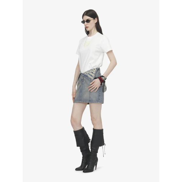 Alexander McQueen Metallic Frogging Fold Over Mini Skirt, view 3