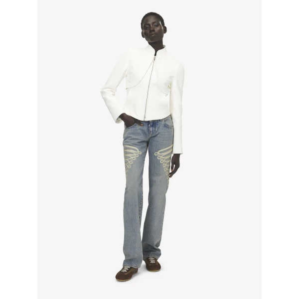 Alexander McQueen Metallic Frogging Straight Leg Jeans, view 2