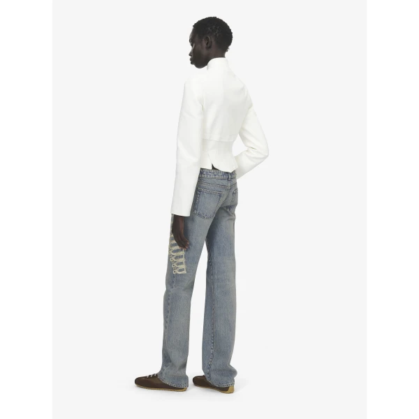 Alexander McQueen Metallic Frogging Straight Leg Jeans, view 4