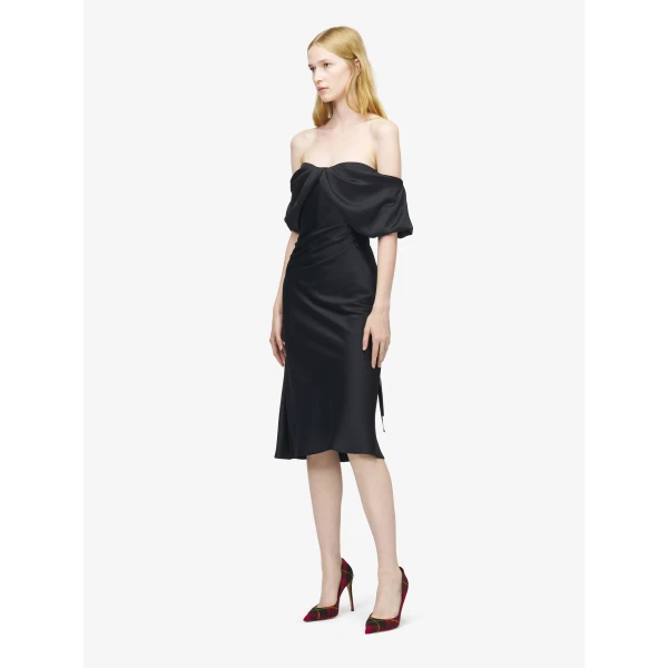 Alexander McQueen Off-the-shoulder Draped Evening Dress, view 3
