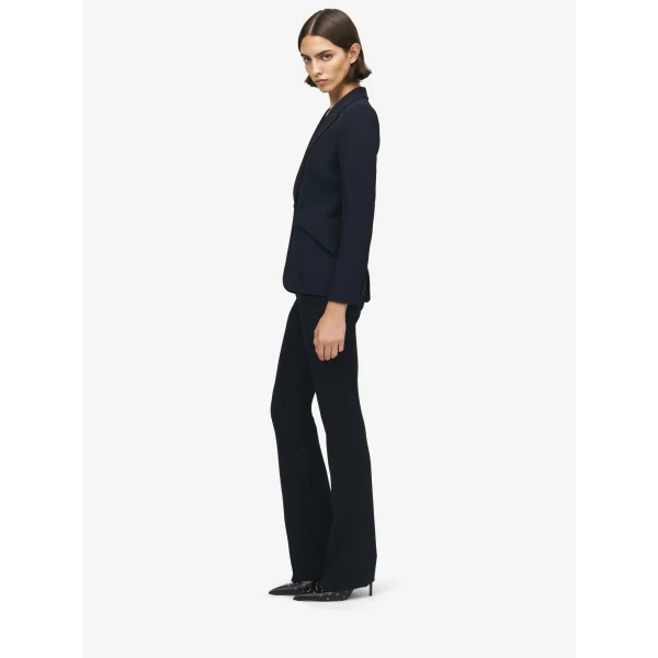 Alexander McQueen Peak Shoulder Leaf Crepe Jacket in Black, view 3