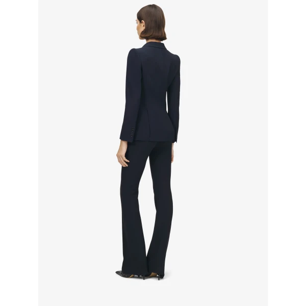 Alexander McQueen Peak Shoulder Leaf Crepe Jacket in Black, view 4