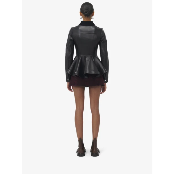 Alexander McQueen Peplum Leather Jacket, view 4