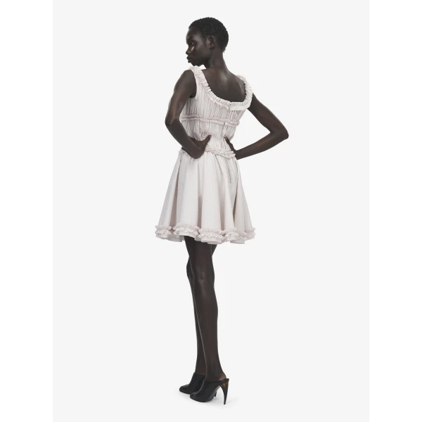 Alexander McQueen Pleated Ruffle Pinstripe Mini Dress, view 4