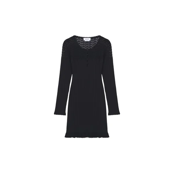 Alexander McQueen Pointelle Knit Mini Dress in Black - Dresses - British Luxury Tailoring at Coveti