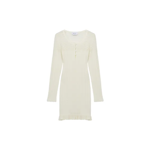Alexander McQueen Pointelle Knit Mini Dress in Ivory - Dresses - British Luxury Tailoring at Coveti